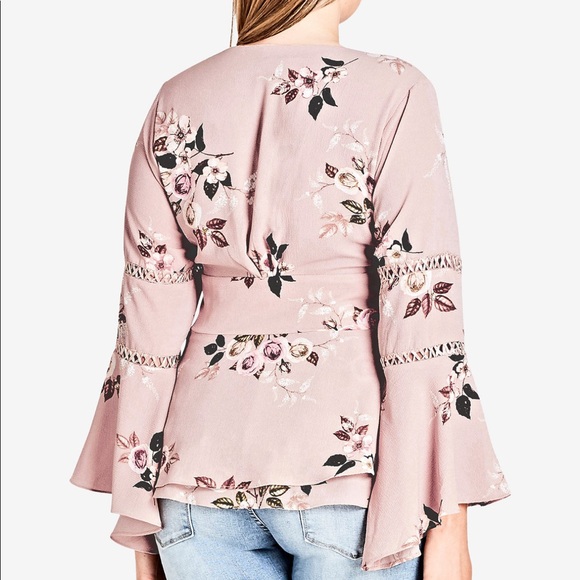 City Chic | Tops | City Chic Rose Print Long Sleeve Shirt | Poshmark